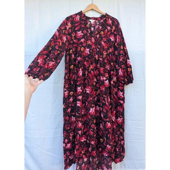 Terra & Sky Women's Plus Size Printed Peasant Midi Dress 2X(18W-20W) - Picture 3 of 9